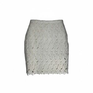 Kenar Ivory Cream Lace Skirt Size 6 Eyelet Scallop Hem Lined Zip Elegant